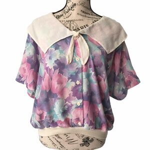 Vintage David Peet Floral Sailor Collar Blouse